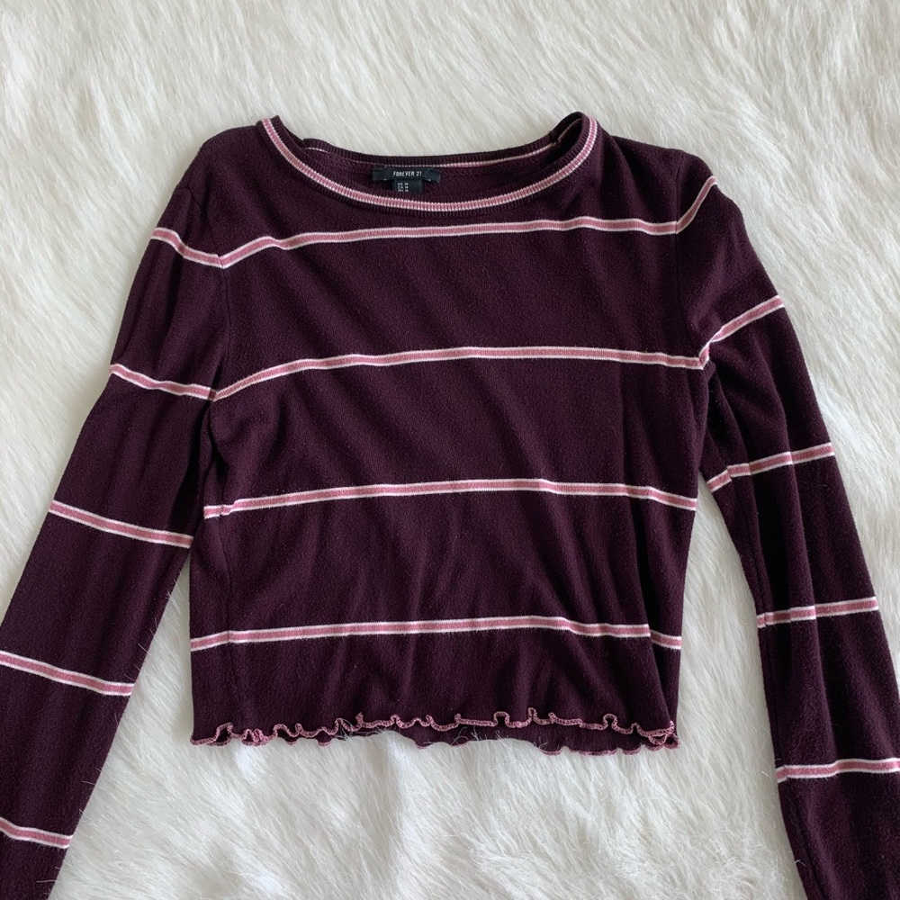 Forever 21 burgundy striped crop top